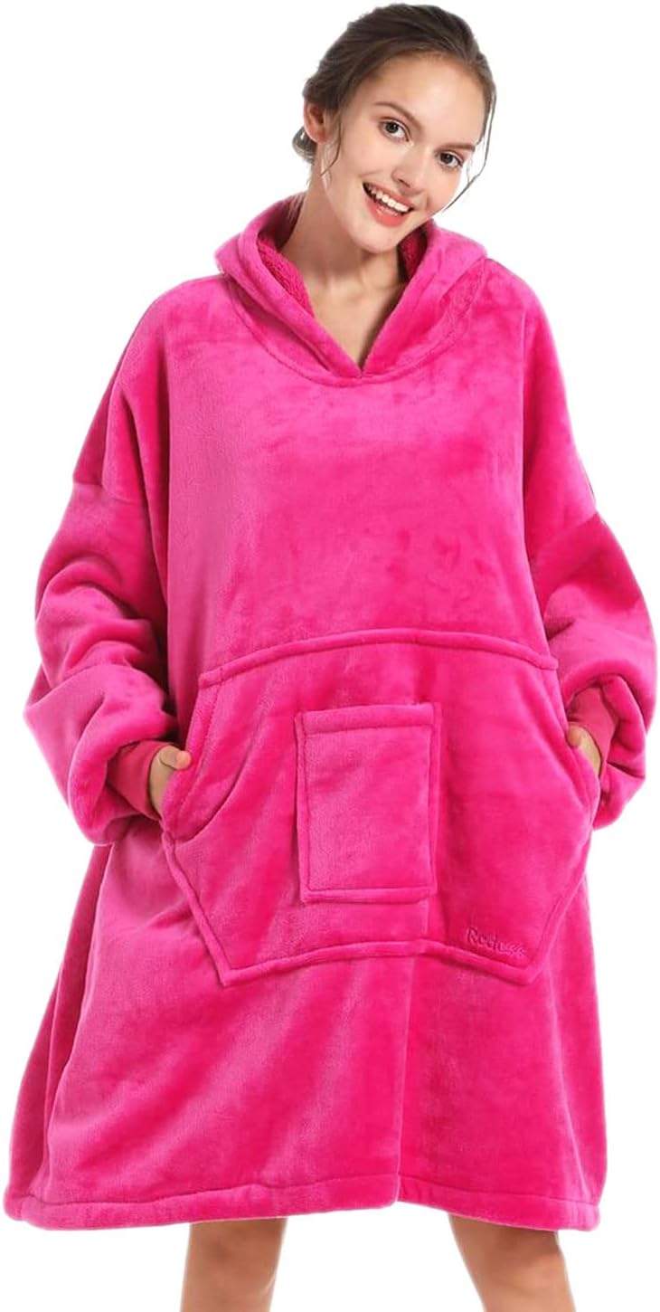 REDESS Blanket Hoodie Sweatshirt, Wearable Blanket Oversized Sherpa with Sleeves and Giant Pocket, Cozy Hoodie for Adult Kids - Image 1